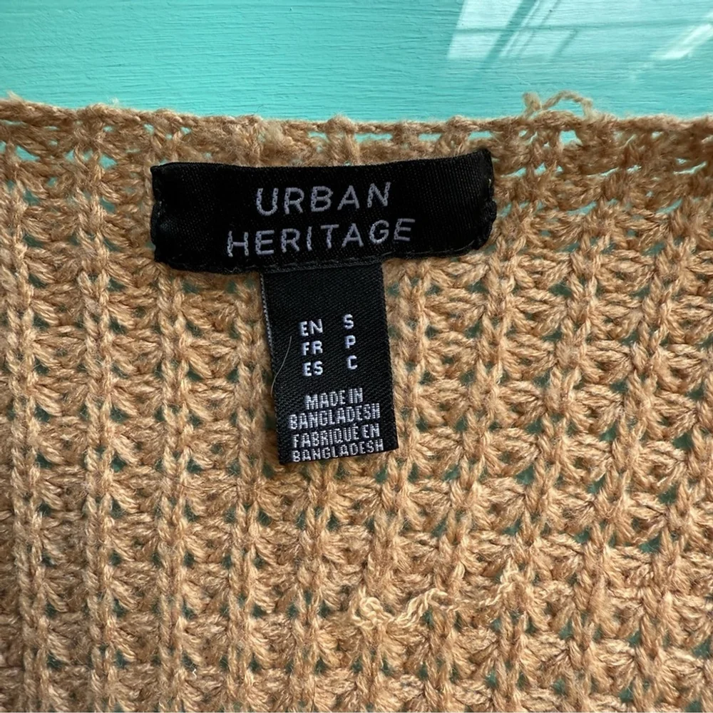 Urban Heritage Tan Cardigan Sweater Chunky Knit Open Front Women’s S - Picture 3 of 9